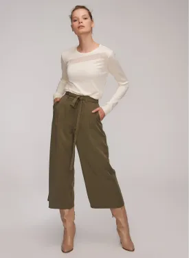 13809 Khaki Tencel Culotte Pants
