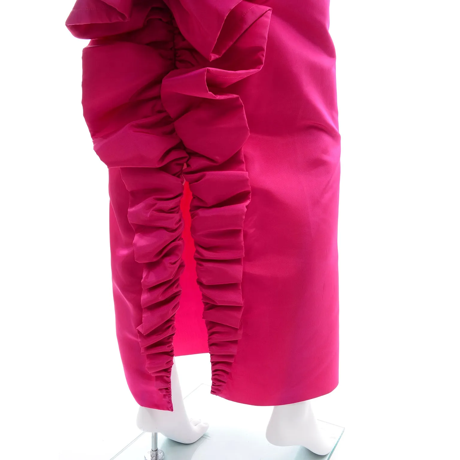 1980s Pink Strapless Evening Dress w/ Giant Bow & Ruching