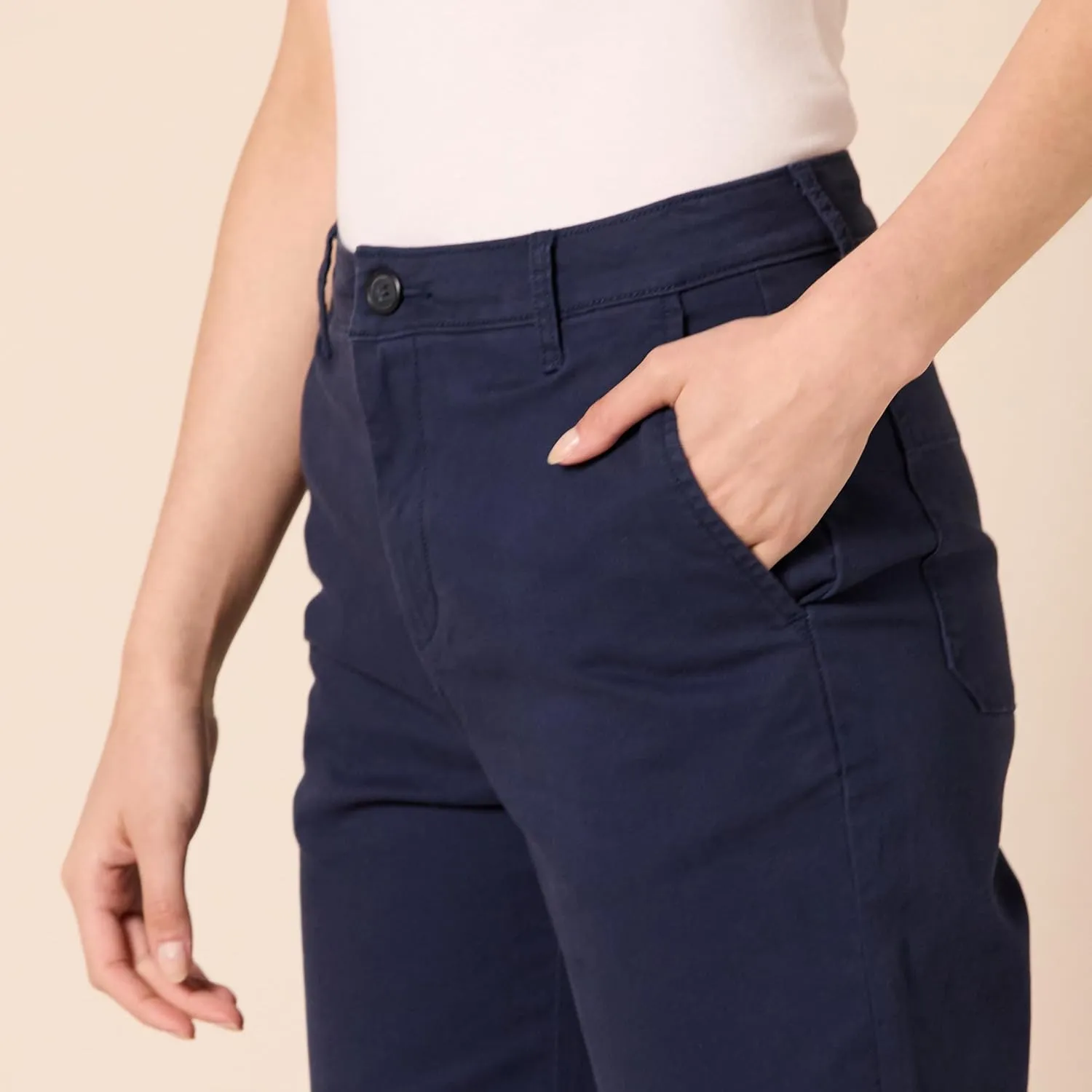 Amazon Essentials Women's High-Rise Slim-Fit Ankle-Length Wide-Leg Khaki Pant