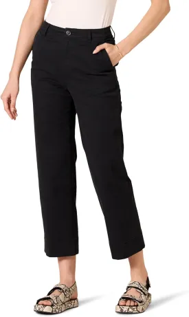 Amazon Essentials Women's High-Rise Slim-Fit Ankle-Length Wide-Leg Khaki Pant