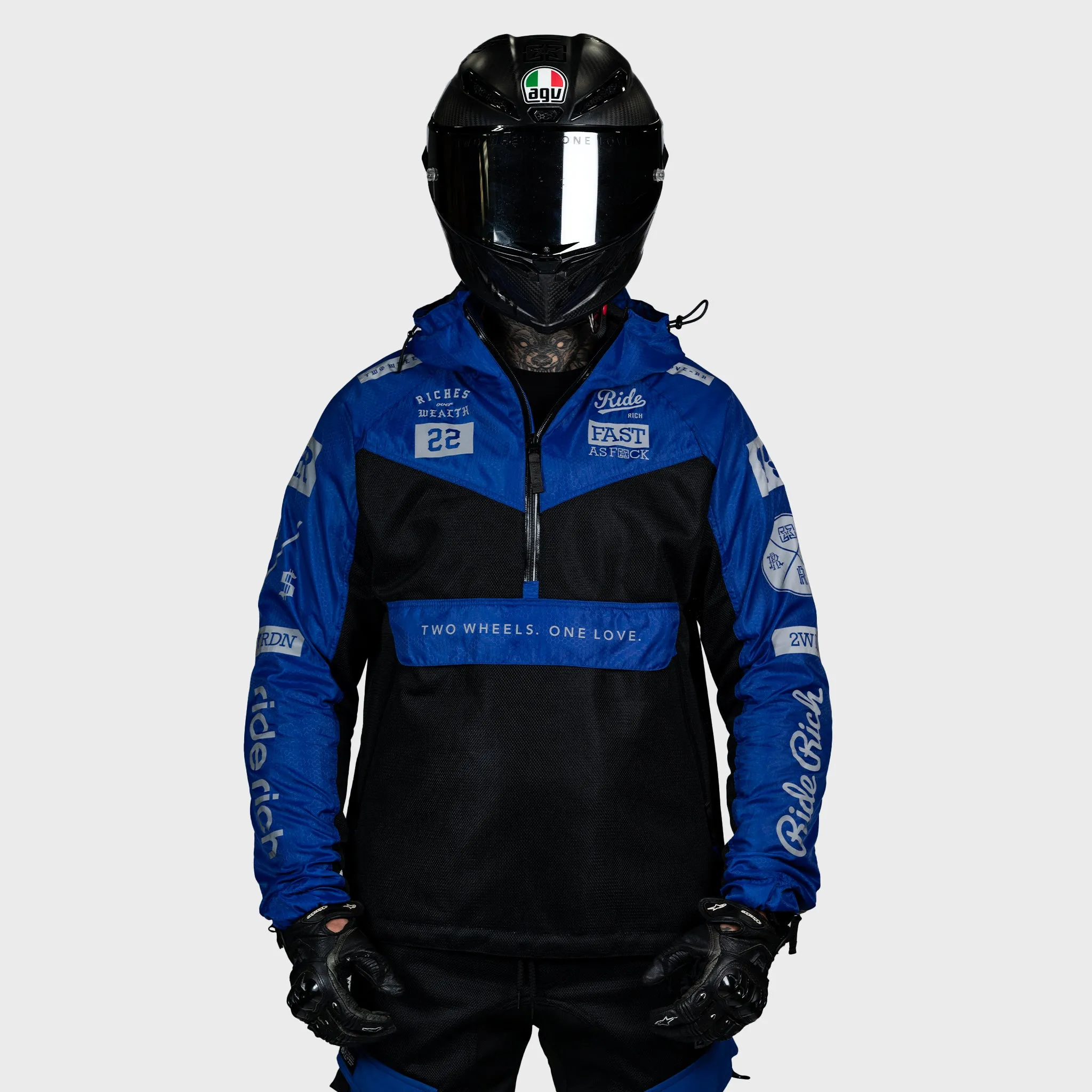 Concord™ V2.Flow™ Mesh Armoured Anorak Jacket {RR GP/Blue}
