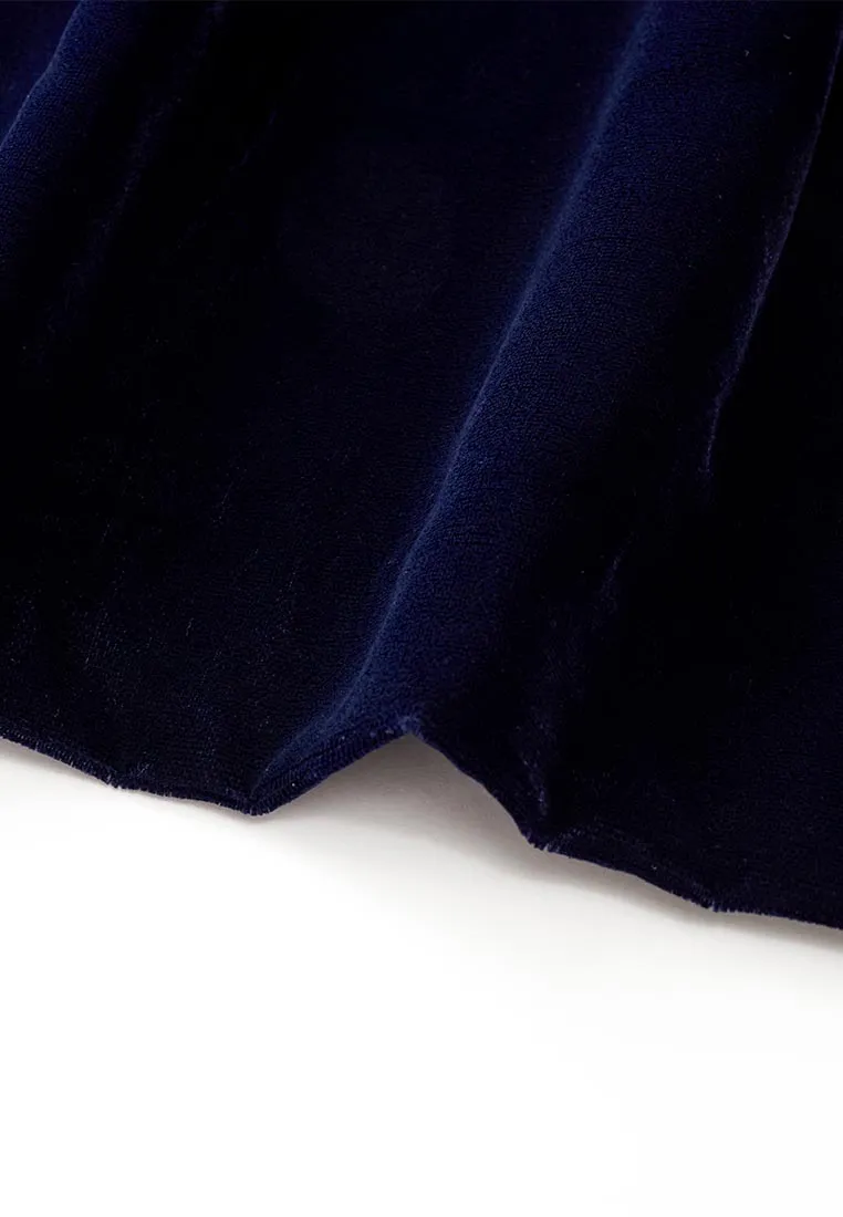 Crystal and Bead Embellished Sleeveless Velvet Dress
