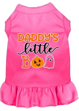 Daddy's Little Boo Screen Print Dog Dress Bright Pink Sm