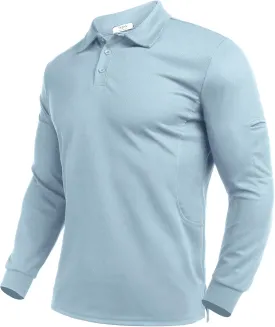 Deyeek Men's Polo Shirts Long Sleeve Golf Polo Shirts for Men Quick Dry UPF 50  Sun Protection Polos Casual Collared Shirts