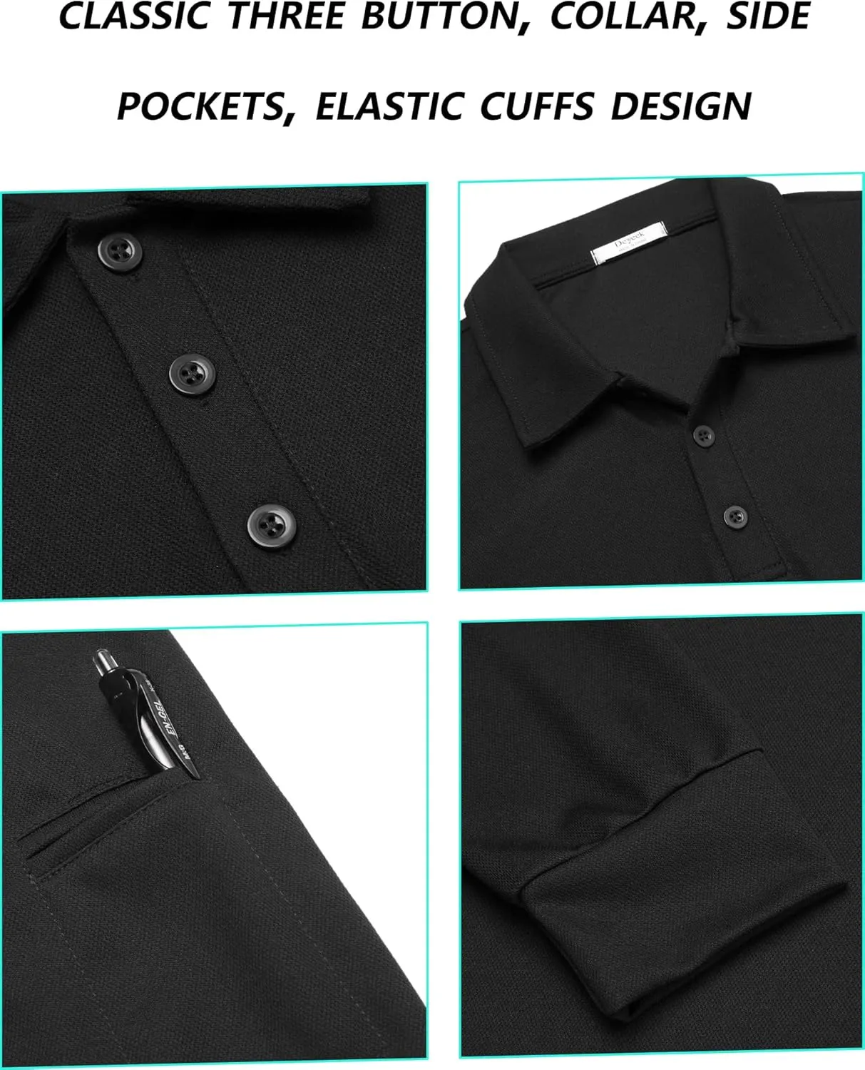 Deyeek Men's Polo Shirts Long Sleeve Golf Polo Shirts for Men Quick Dry UPF 50  Sun Protection Polos Casual Collared Shirts