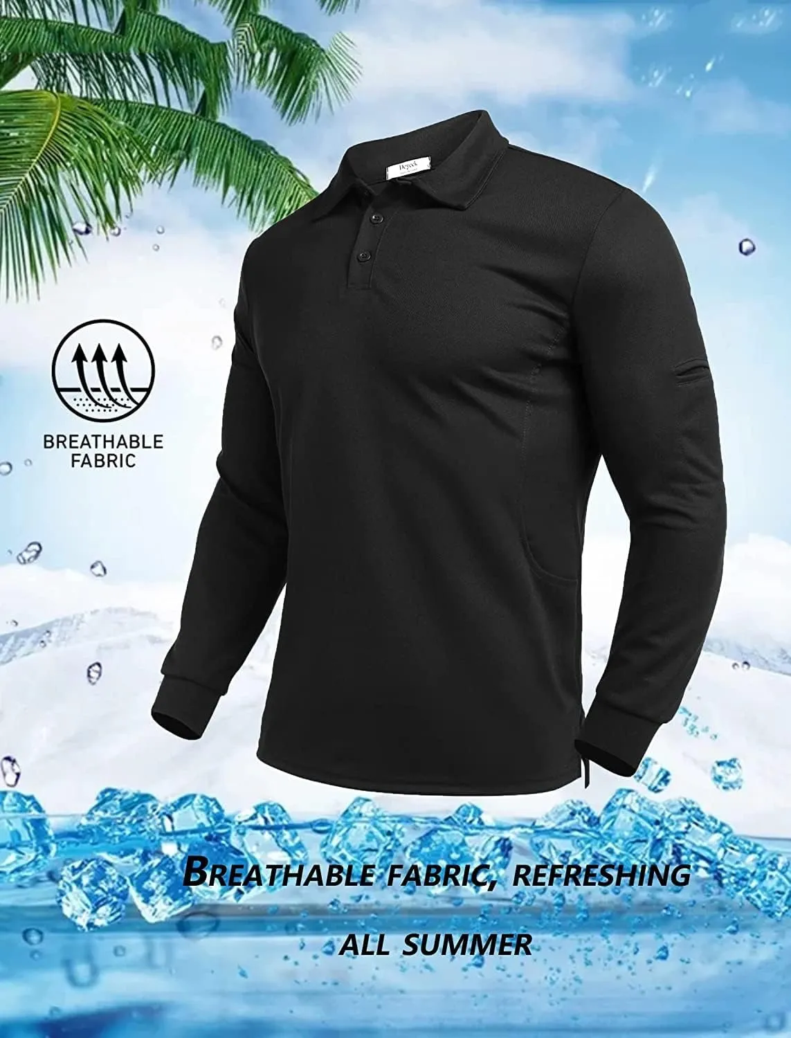 Deyeek Men's Polo Shirts Long Sleeve Golf Polo Shirts for Men Quick Dry UPF 50  Sun Protection Polos Casual Collared Shirts