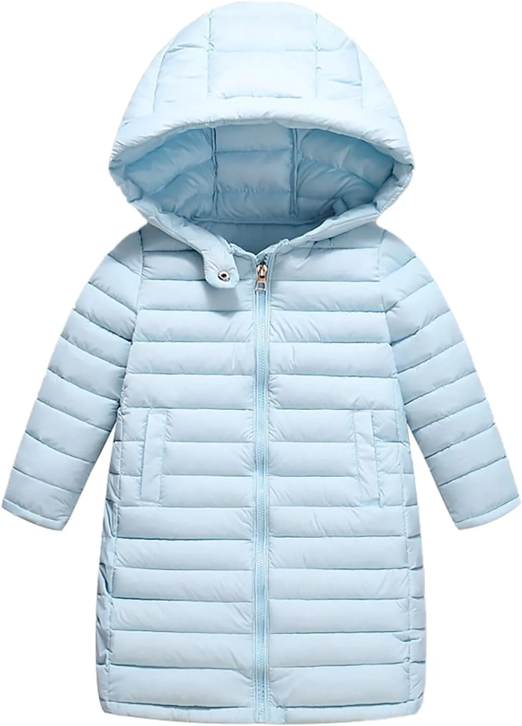 Girls Boys Solid Padded Long Jacket Coat Water esistant Warm Parka Puffer Jacket with Winter Jacket for Toddler Girl