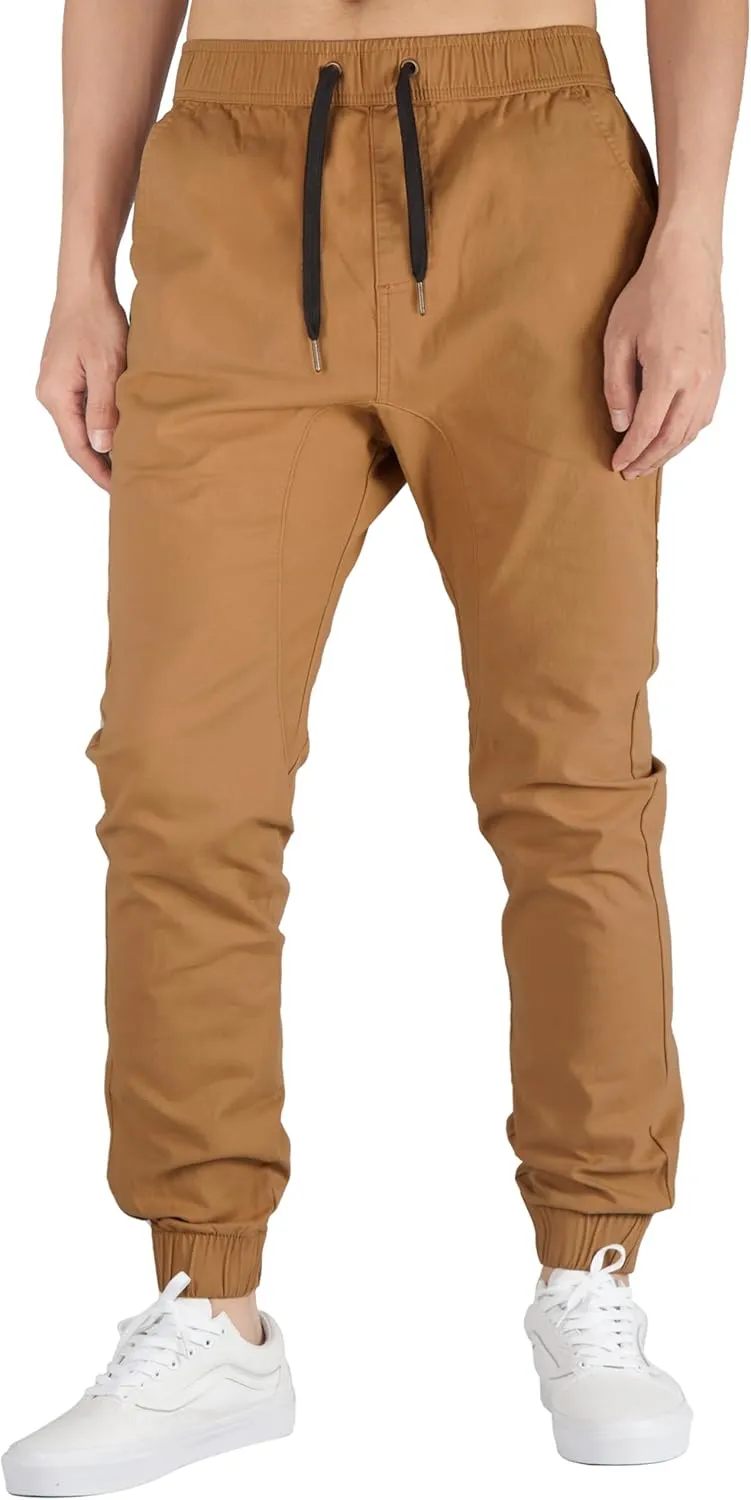 ITALYMORN Khaki Chino Joggers for Men Twill Stretch Casual Pants with Pockets