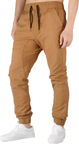 ITALYMORN Khaki Chino Joggers for Men Twill Stretch Casual Pants with Pockets