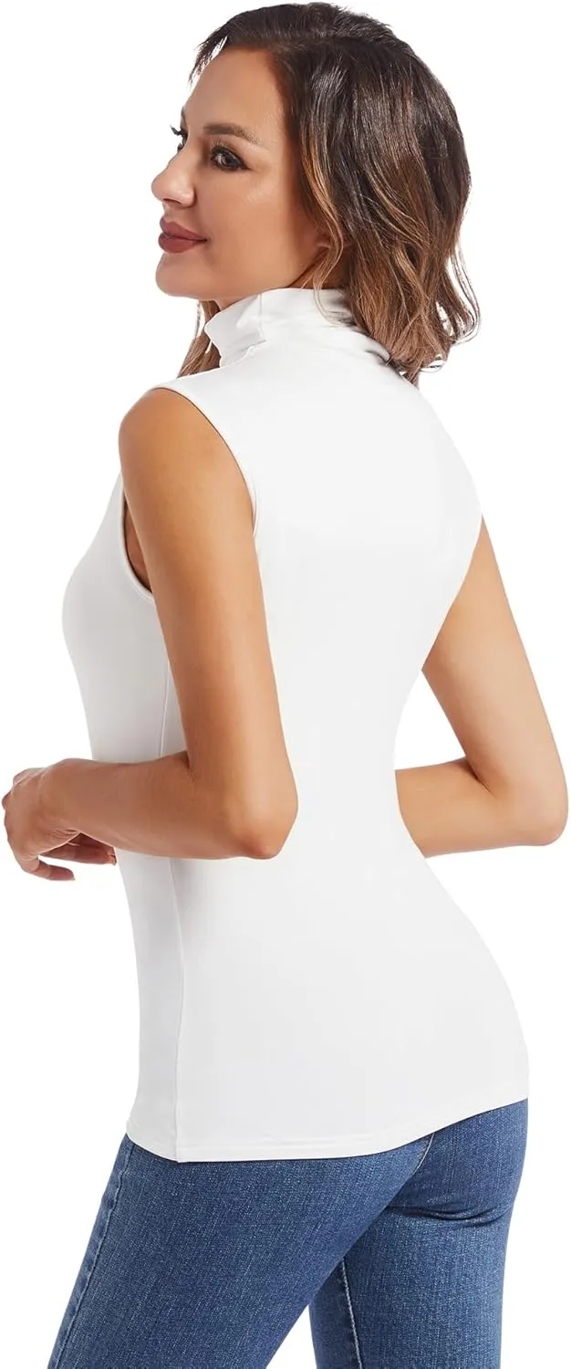 MANCYFIT Thermal Tank Top for Women Cold Weather Sleeveless Thermal Underwear Fleece Lined Shirt Turtleneck Warm Camisoles