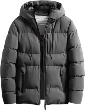 Men's Hooded 2023 Winter Coat Warm Puffer Jacket Thicken Cotton Coat with Removable Hood for Men Plus Size Windproof Outwear