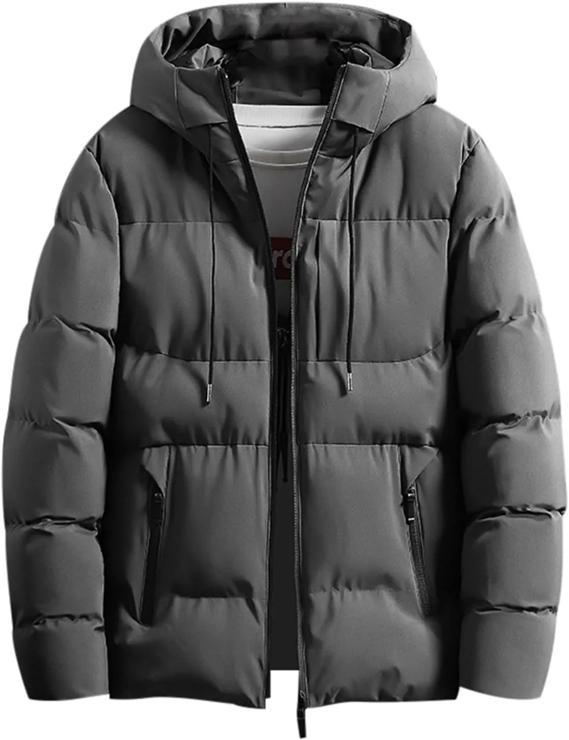 Men's Hooded 2023 Winter Coat Warm Puffer Jacket Thicken Cotton Coat with Removable Hood for Men Plus Size Windproof Outwear