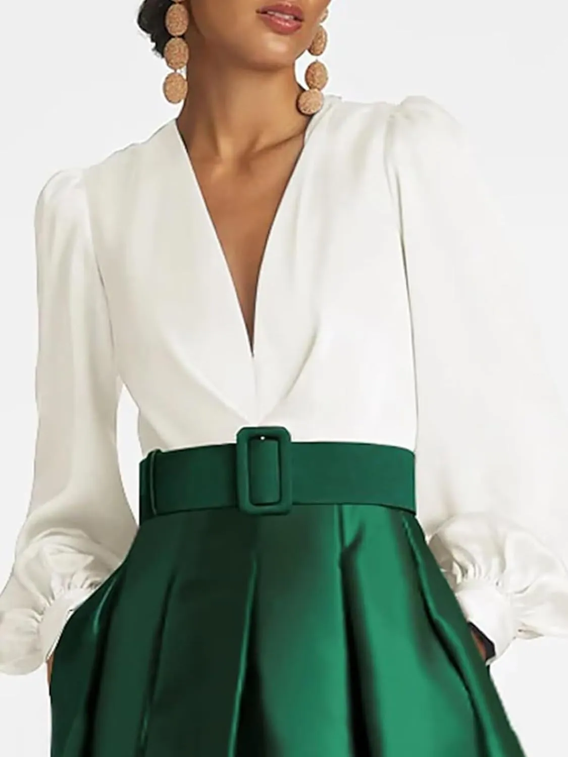 Satin Tea Length Prom Dresses for Women Long Sleeves Elegant Evening Gown A Line Wedding Guest Dress with Pocktes