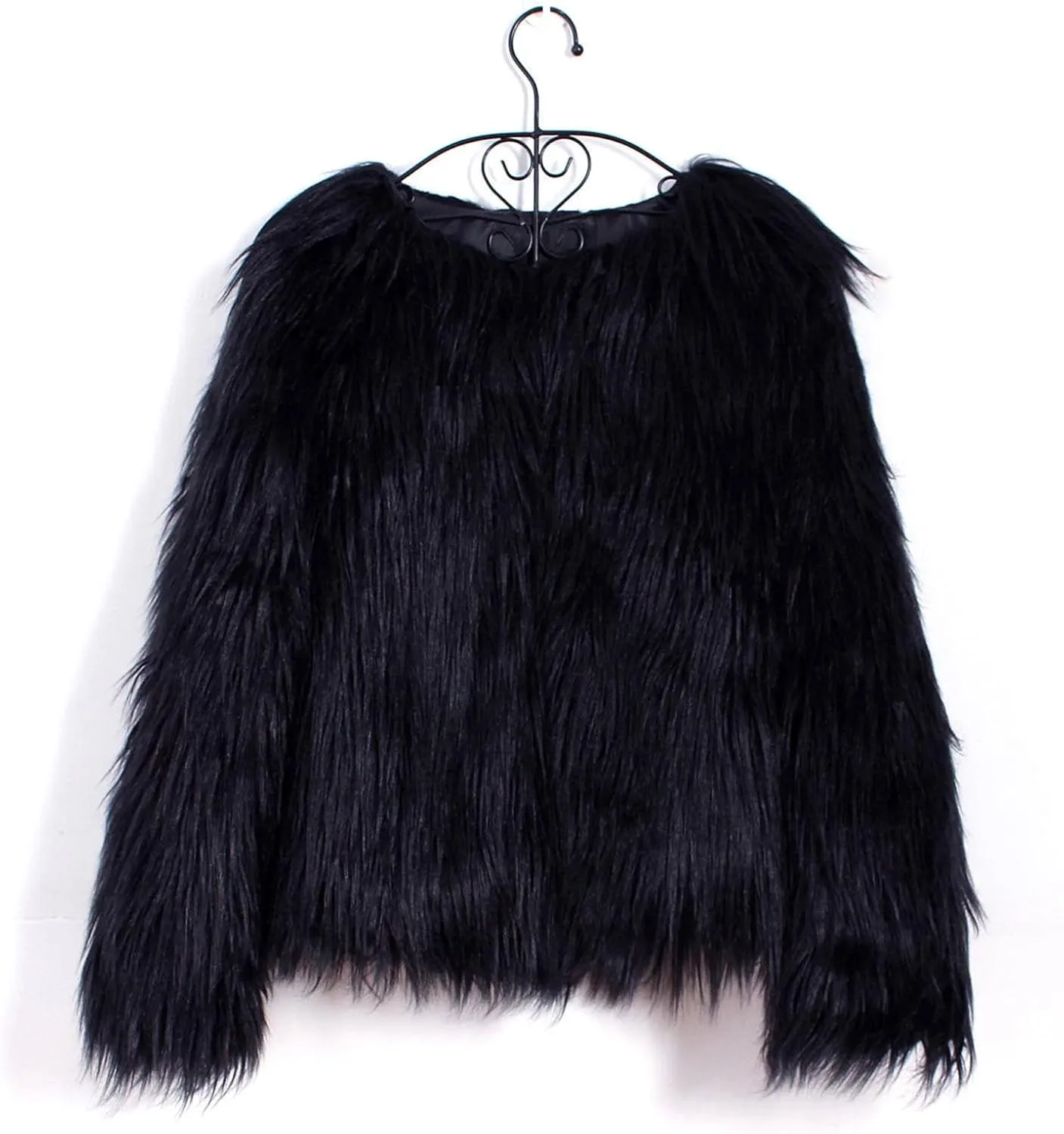 TANGNADE Faux Fur Jacket Women Cropped Plus Size Long Sleeve Open Front Winter Fleece Coat Jacket Shaggy Warm Outwear