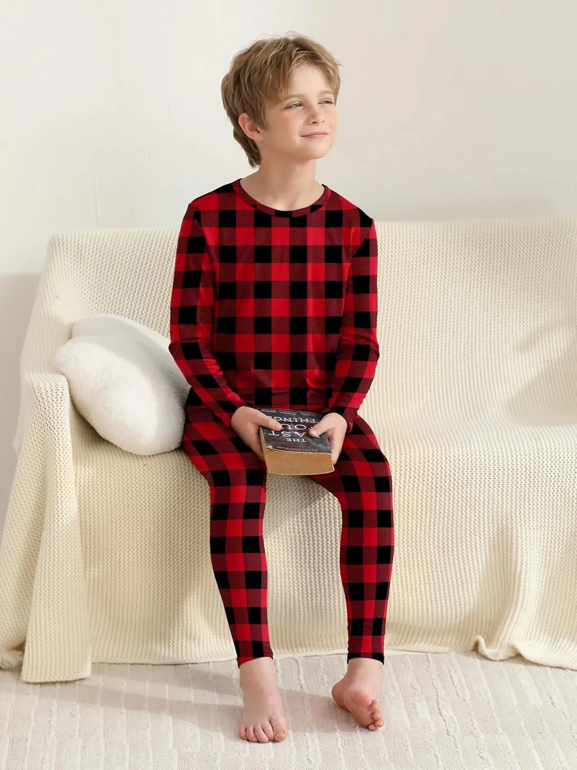 VZV Kids Thermal Underwear Set, Boys Underwear Thermals Set, Fleece Lined Base Layers Top Bottom for Skiing Cold Weather