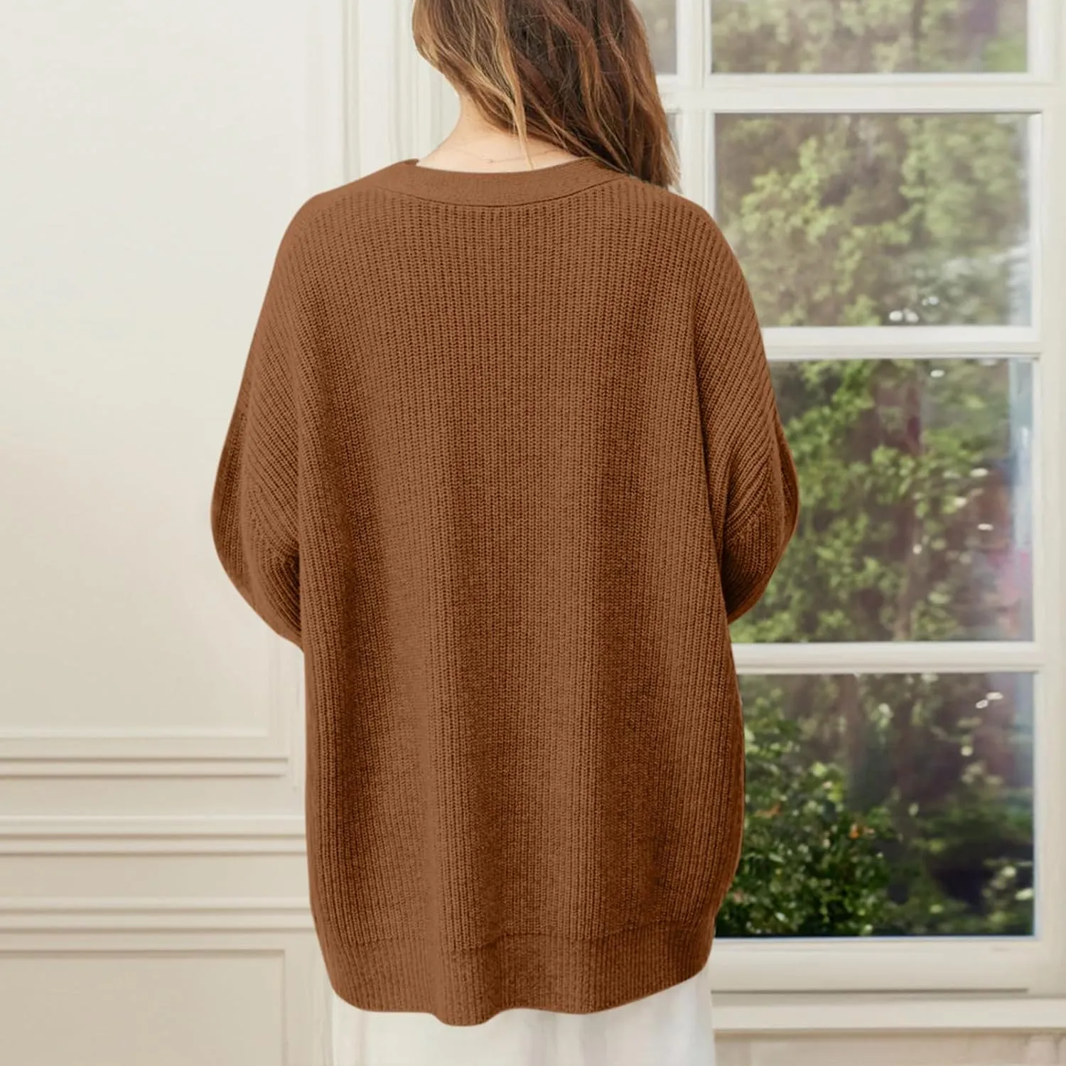 Women Cashmere Cocoon Cardigan Open Front Oversized Button Down Chunky Cardigan V Neck Cardigans Sweaters Knit Coat