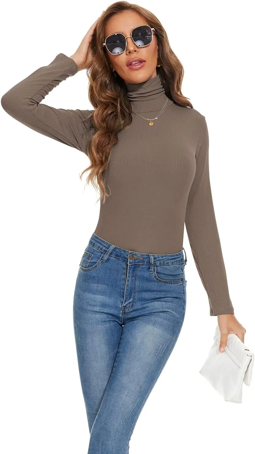 Women Mock Turtleneck Long Sleeve Shirt Pullover High Neck Undershirt Ribbed Thermal Shirts