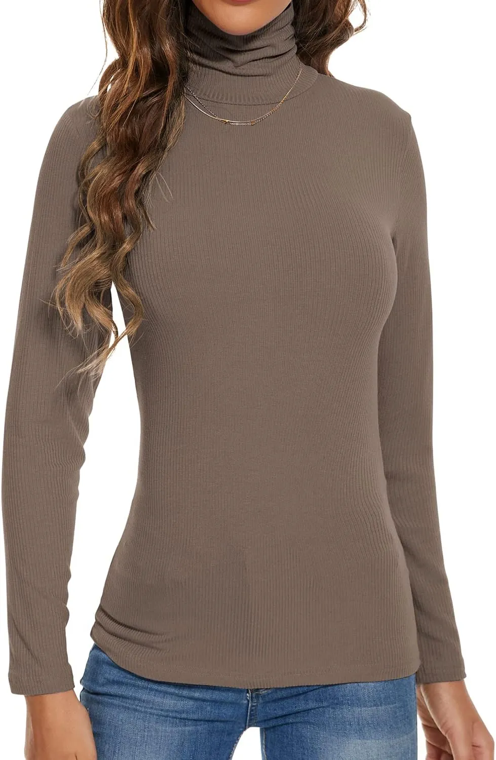 Women Mock Turtleneck Long Sleeve Shirt Pullover High Neck Undershirt Ribbed Thermal Shirts