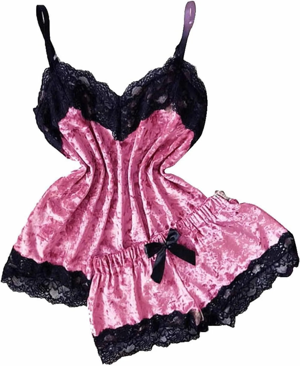 Women's Sexy Pajamas Sets Lace Trim Cami Tops Shorts Sleepwear Camisole Lingerie Nightwear 2 Piece Loungewear Set