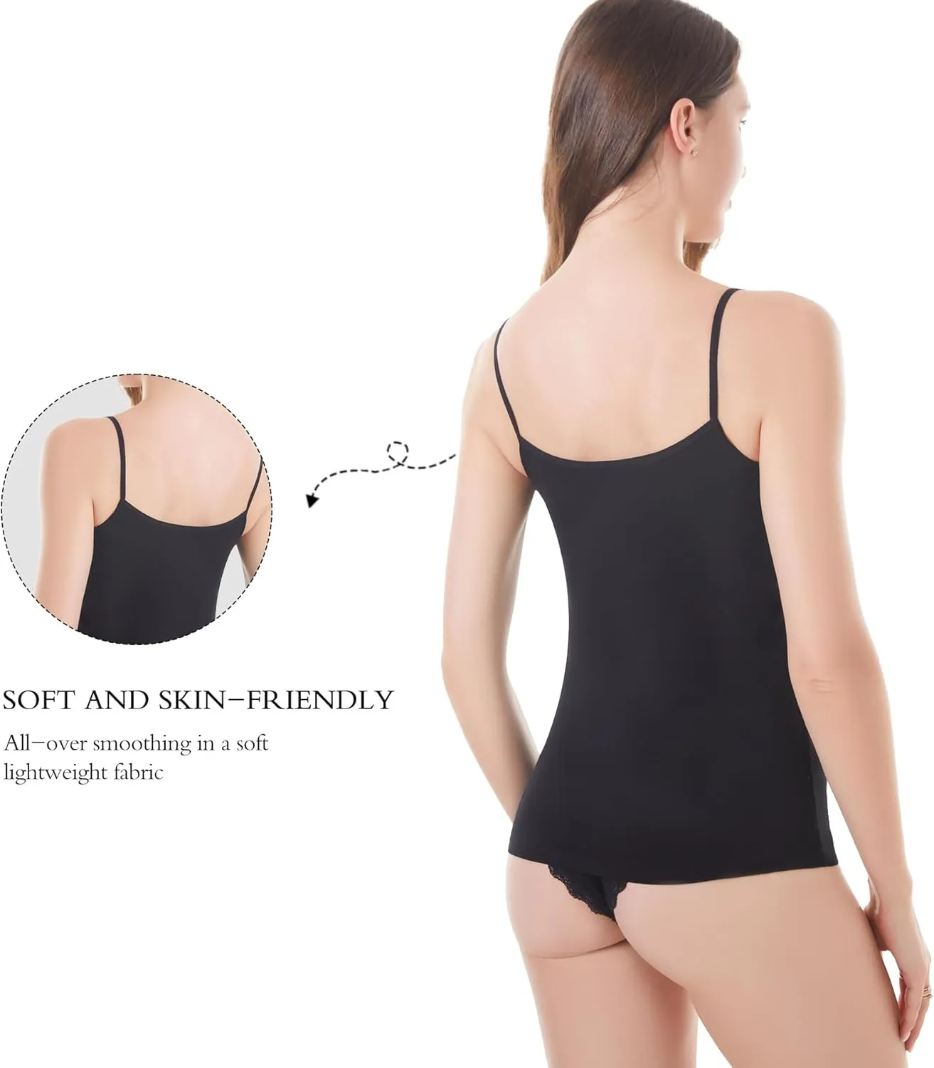 Womens Tank Top Camisoles with Premium Cotton Italian Design - Trimmed with Flower Lace on Neckline