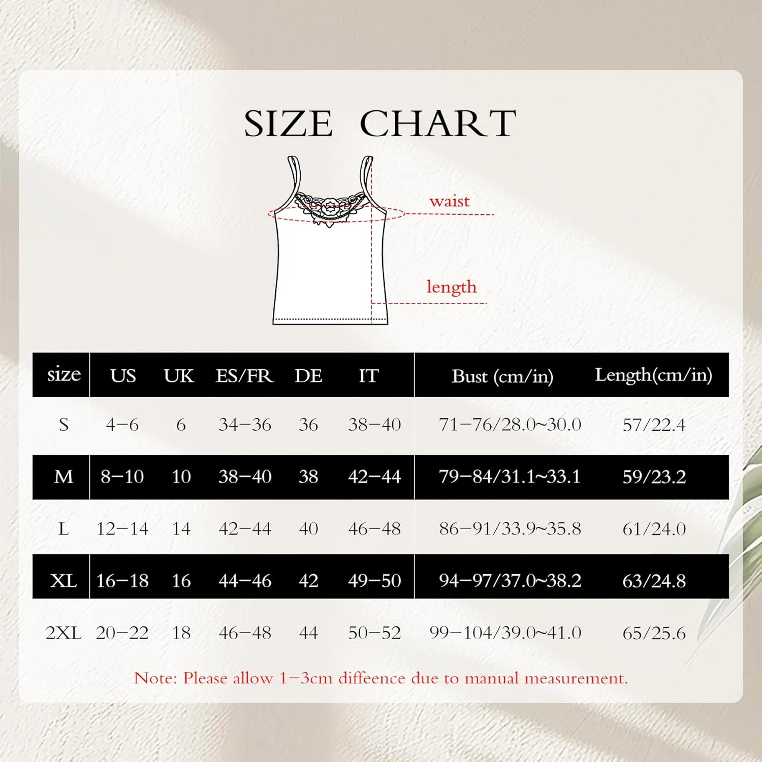Womens Tank Top Camisoles with Premium Cotton Italian Design - Trimmed with Flower Lace on Neckline