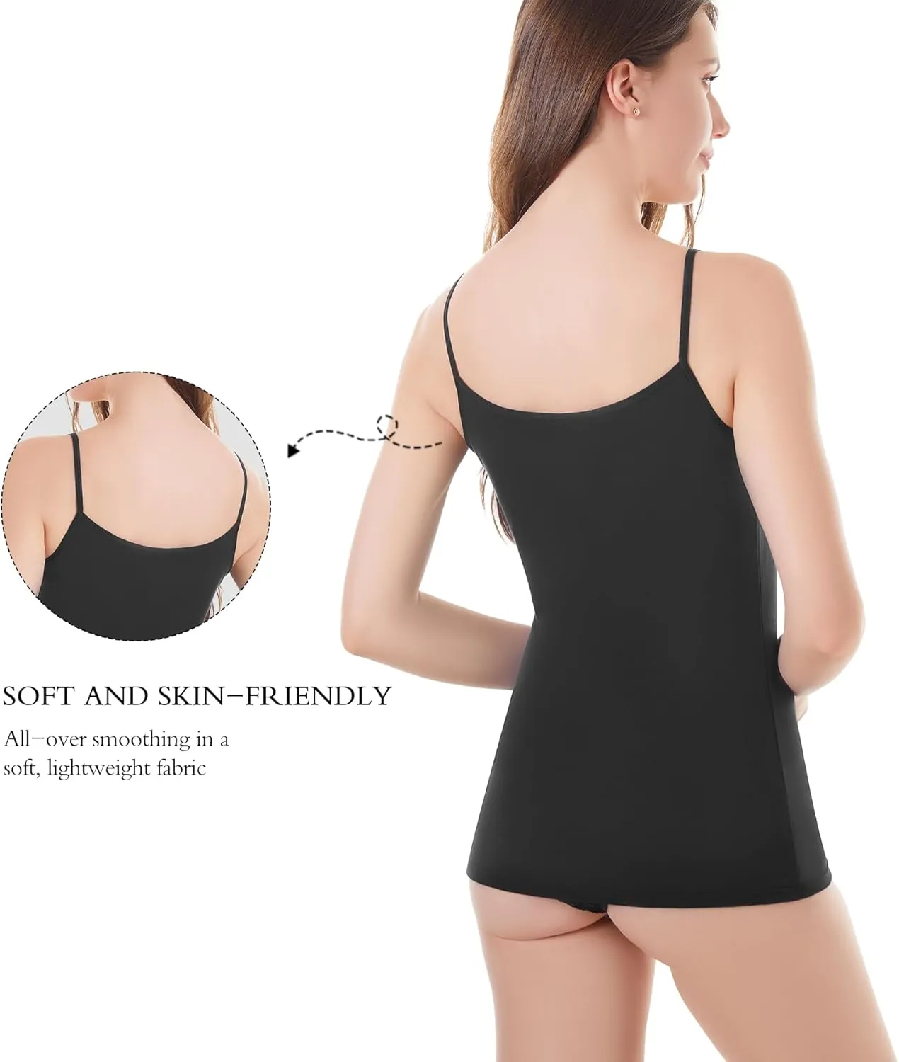 Womens Tank Top Camisoles with Premium Cotton Italian Design - Trimmed with Flower Lace on Neckline
