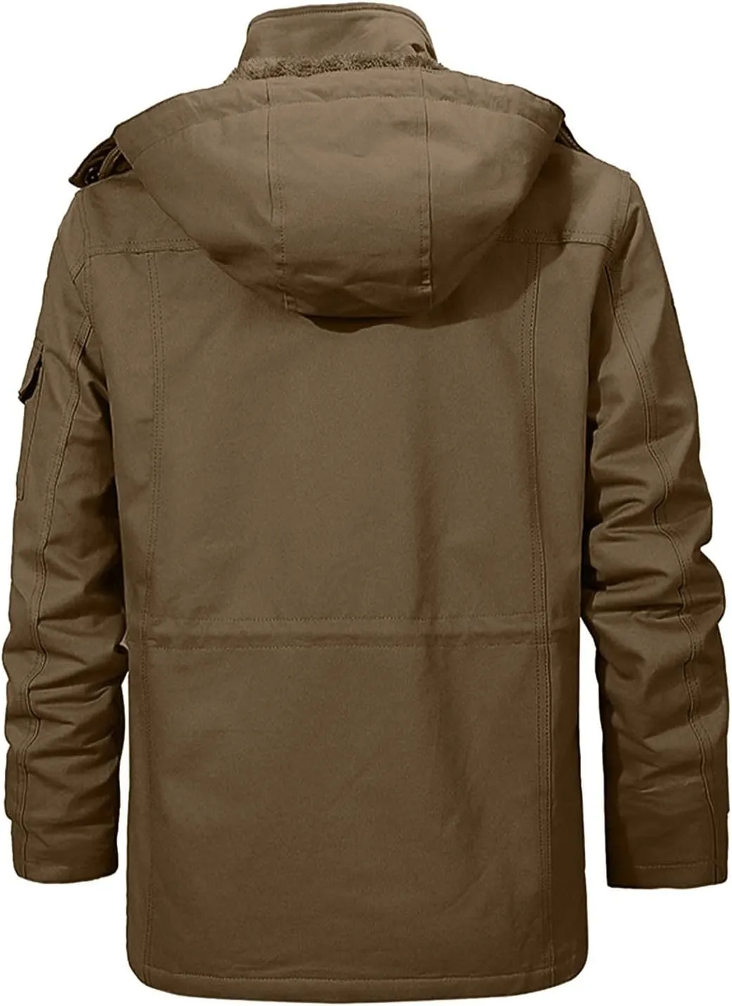 XIAXOGOOL Overcoat For Men,Men's Fleece Hoodie Sherpa Jacket Zipper Warm Fuzzy Windproof Winter Coats Outwear Multi Pockets